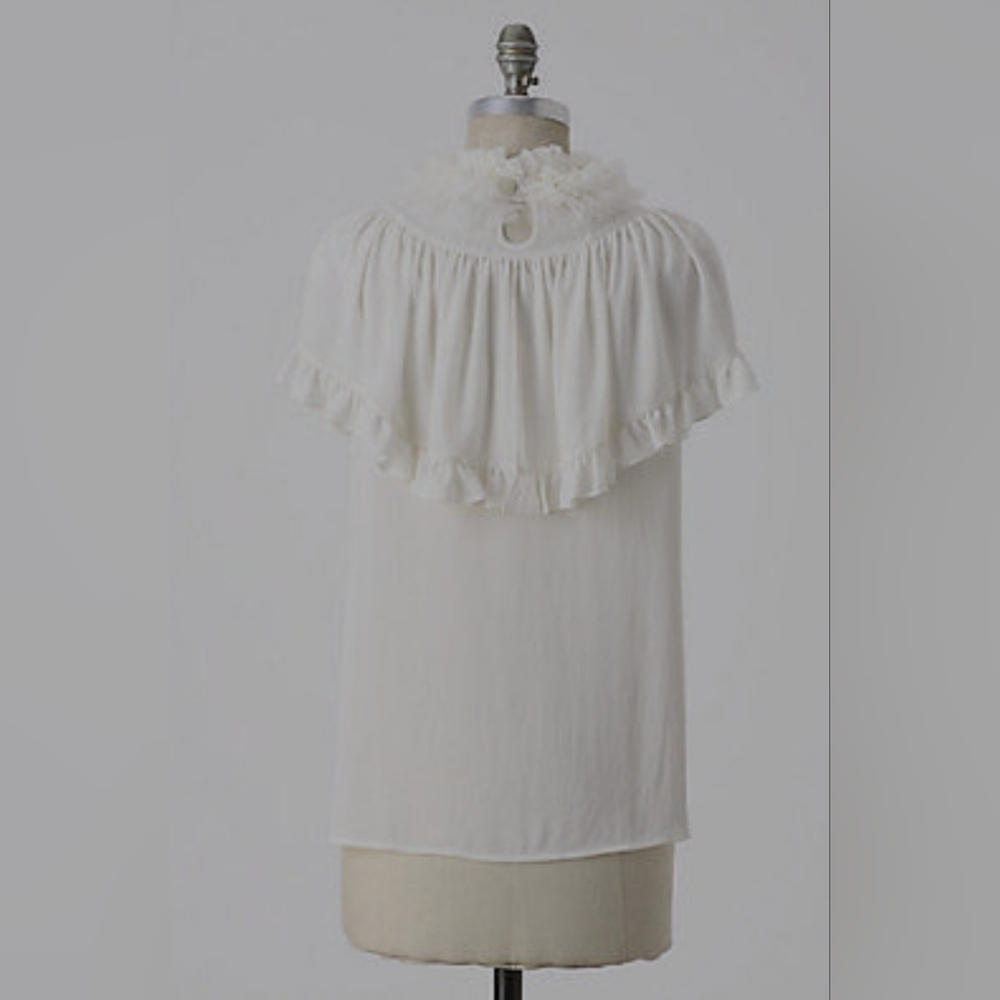Anthropologie Mise en Scene by Ruffian Marscapone Silk Blouse - Picture 2 of 16